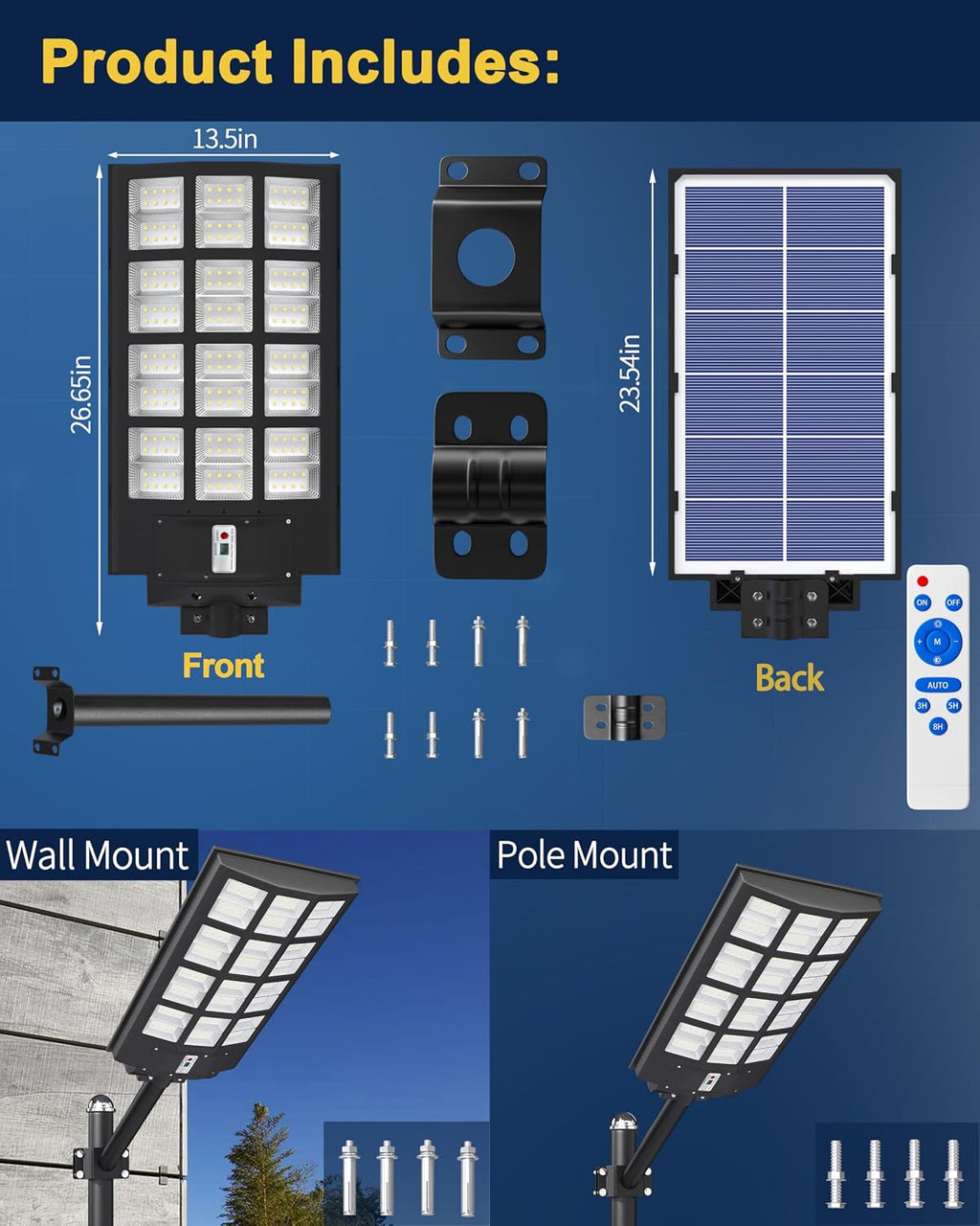 Ofuray Solar Street Lights Outdoor,Solar Security Flood Lights Parking Lot Lights Commercial Dusk to Dawn, 6500k Waterproof Led with Remote Control Motion for Street,Court,Barn (Of-5600W 560000Lm)