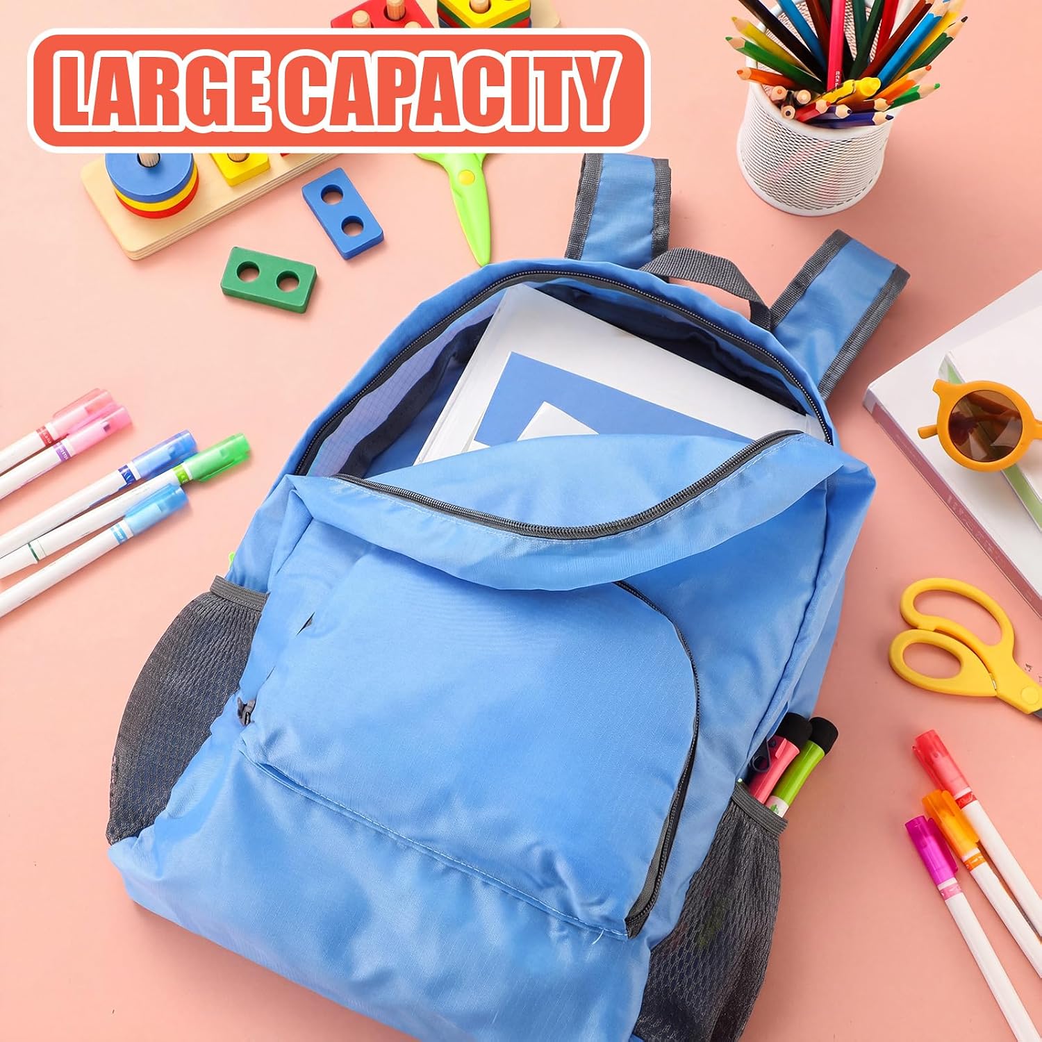 Eccliy 50 Pack Backpacks Bulk 17 Inches Back Pack Basic Backpack for Adult Lightweight Outdoor Travel Bookbags(6 Soft Color)