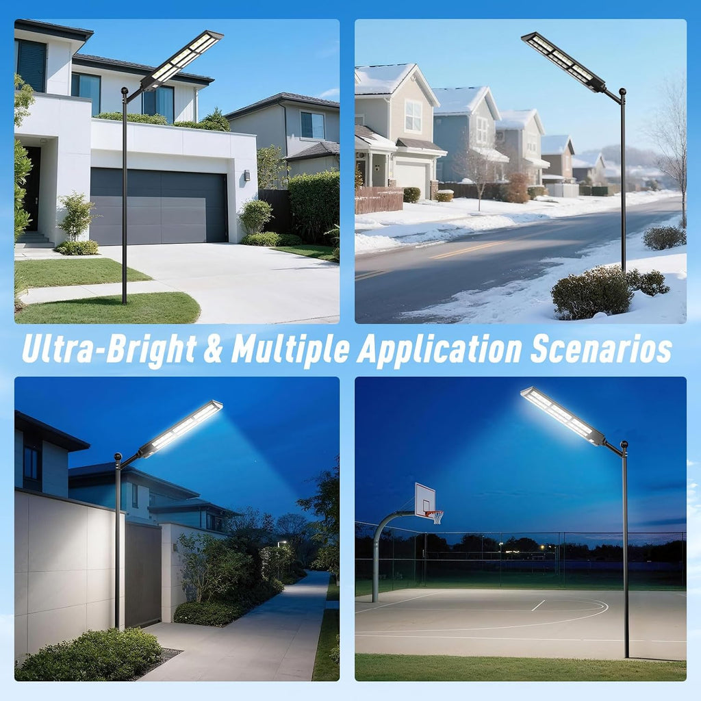 15000W Large Solar Street Lights Outdoor Waterproof, Heavy Duty Solar Parking Lot Lights with Remote Control and Motion Sensor, Pole or Wall Mount, for Outside Commercial Yard Driveway Garage