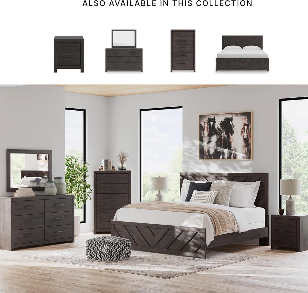 Signature Design by Ashley Prendonea Casual King Panel Bed, Foundation or Box Spring Needed, Gray