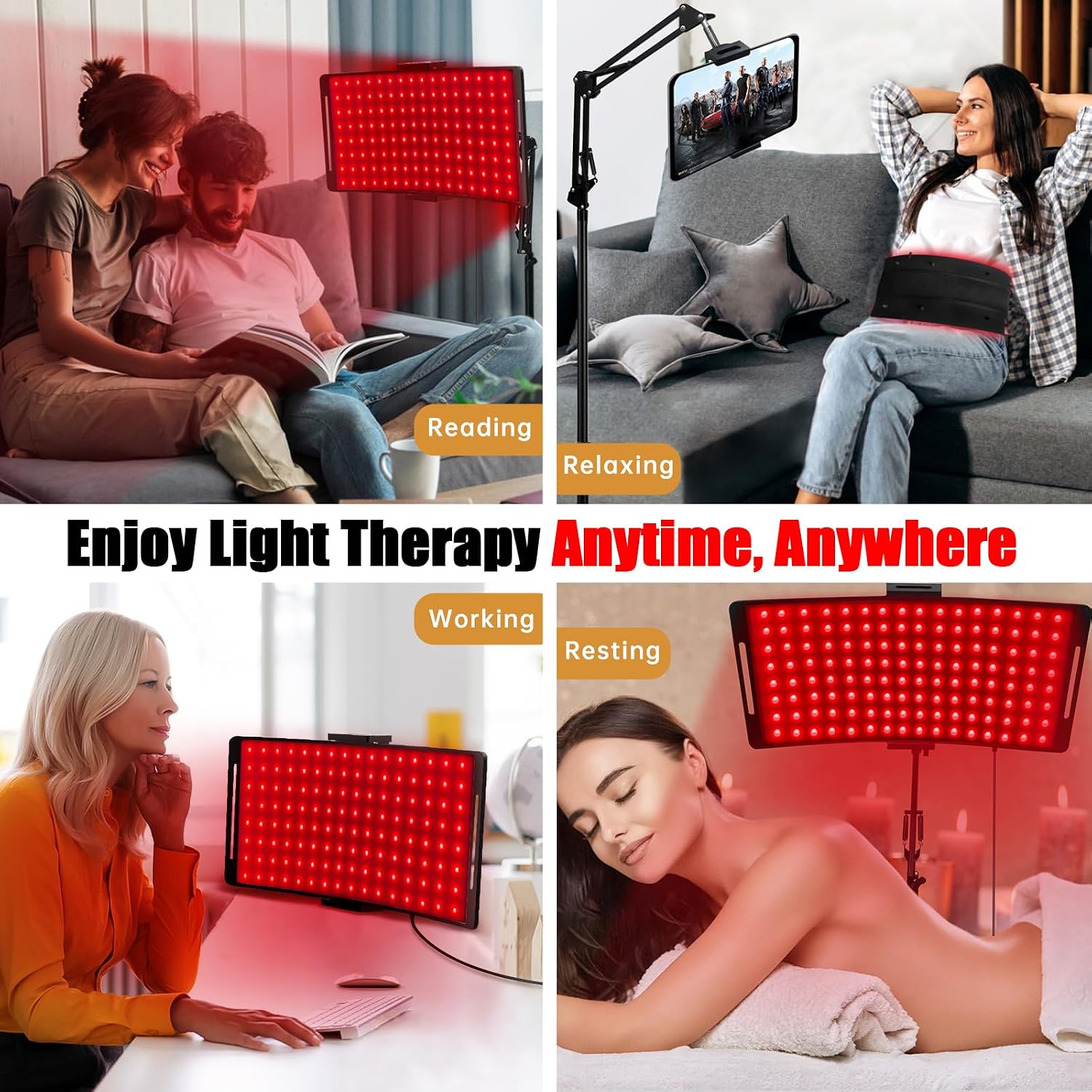 Red Light Therapy Lamp 10-in-1 with Stand & Belt, 660nm Red Light and 850nm Near Infrared, Face & Body Care Device for Skin & Muscle Recovery