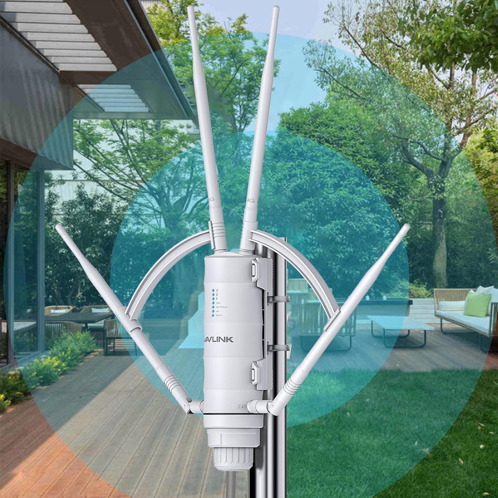 WAVLINK AC1200 Outdoor Mesh Extender/Router,Long Range IP65 Waterproof WiFi Repeater with Passive/Active POE,Support Fat/Fit AP,Dual Band 5G+2.4G,4x7dBi Omni Antenna,Enterprise-Grade Encryption