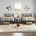 Yaheetech 2 Pcs Classic Metal Platform Bed Frame with Headboard and Footboard Flower Design Mattress Foundation Easy Set Up Structure Twin Size Black