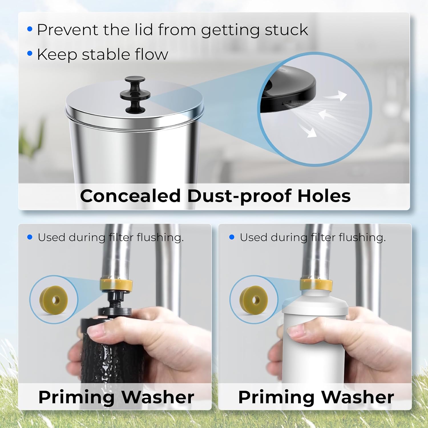 Waterdrop TK-A-FS Gravity Water Filter System, NSF/ANSI 42&372 Standard, Reduces Fluoride and Chlorine, Stainless-Steel Water System with 4 Filters and Metal Spigot for Home, 2.25G