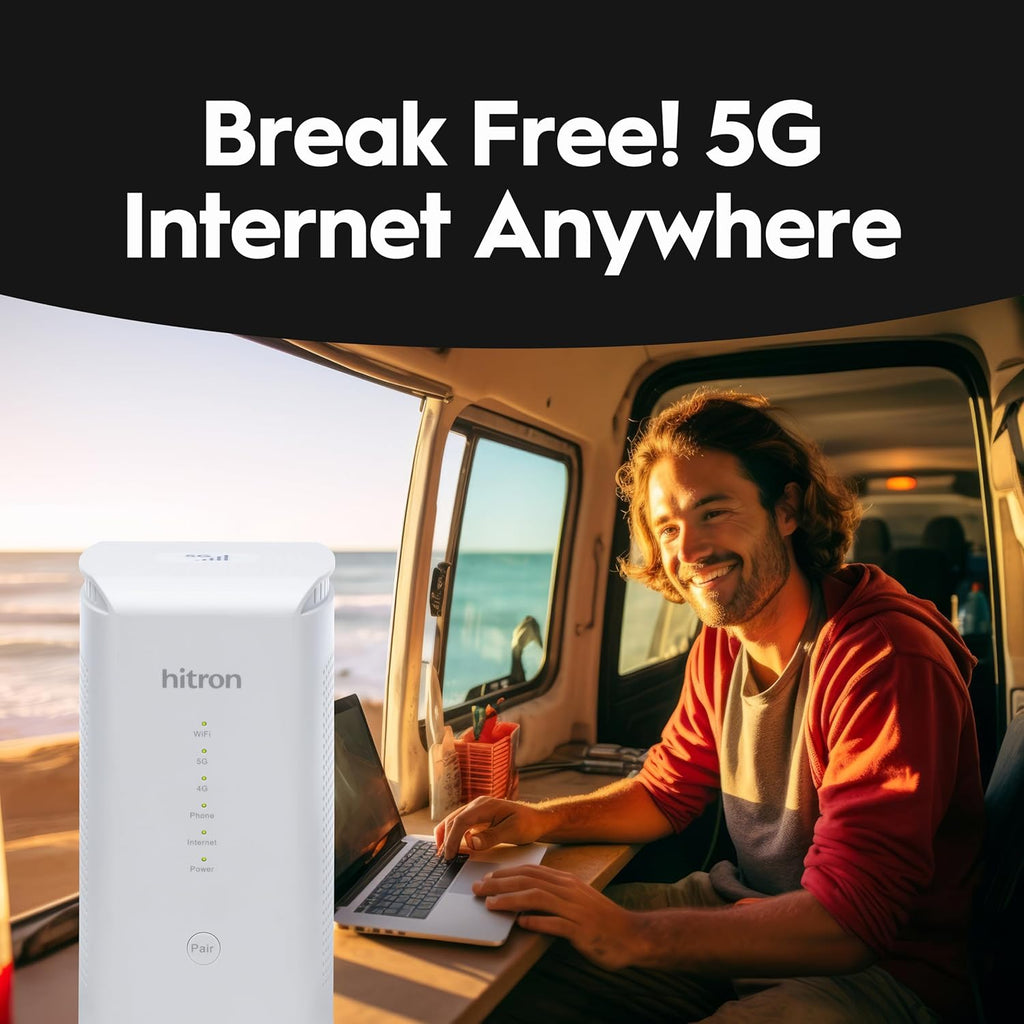 Hitron D60 5G Cellular Router with Sim Card Slot | AX3000 WiFi 6 Router with Mesh WiFi | Certified with T-Mobile, AT&T, US Cellular | Nano SIM, eSIM for Dual Failover Capability |Model # D60 5G