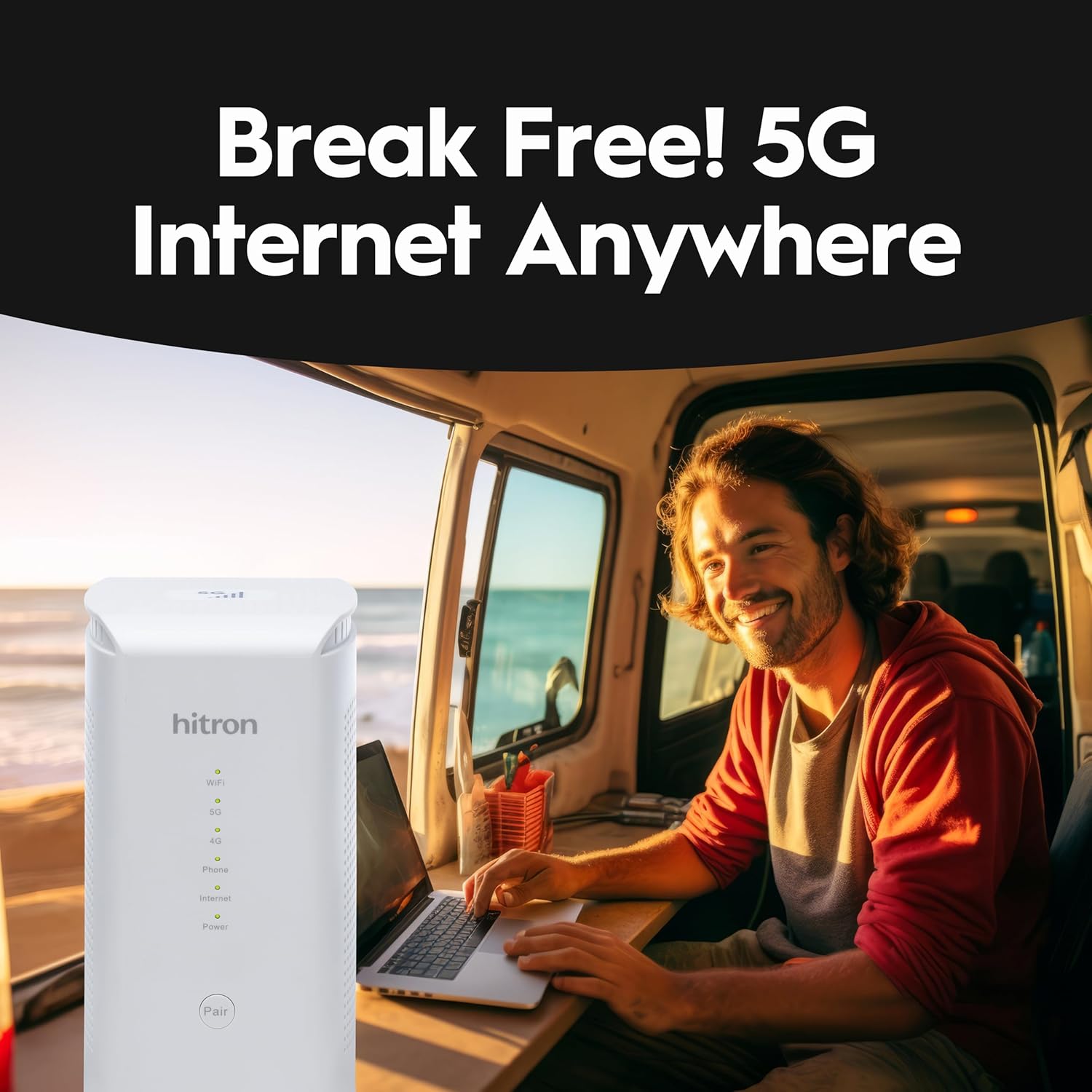 Hitron D60 5G Cellular Router with Sim Card Slot | AX3000 WiFi 6 Router with Mesh WiFi | Certified with T-Mobile, AT&T, US Cellular | Nano SIM, eSIM for Dual Failover Capability |Model # D60 5G