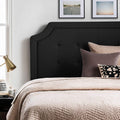 LUCID LUTTSCSTIVHB Bordered Upholstered Headboard with Square Tufting and Scalloped Edges, Twin/Twin XL, Black