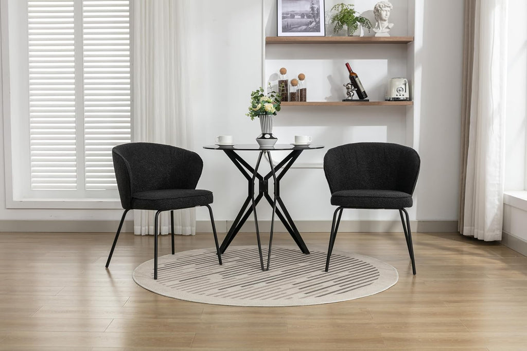 Luxury Velvet Dining Chairs with Swivel Function and Metal Legs Set of 2 (Grey + Black) Ideal for Living Room or Bedroom (Black Single)