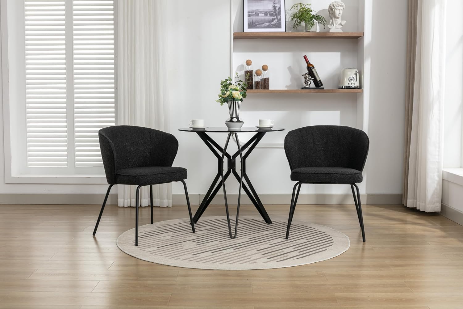 Luxury Velvet Dining Chairs with Swivel Function and Metal Legs Set of 2 (Grey + Black) Ideal for Living Room or Bedroom (Black Single)