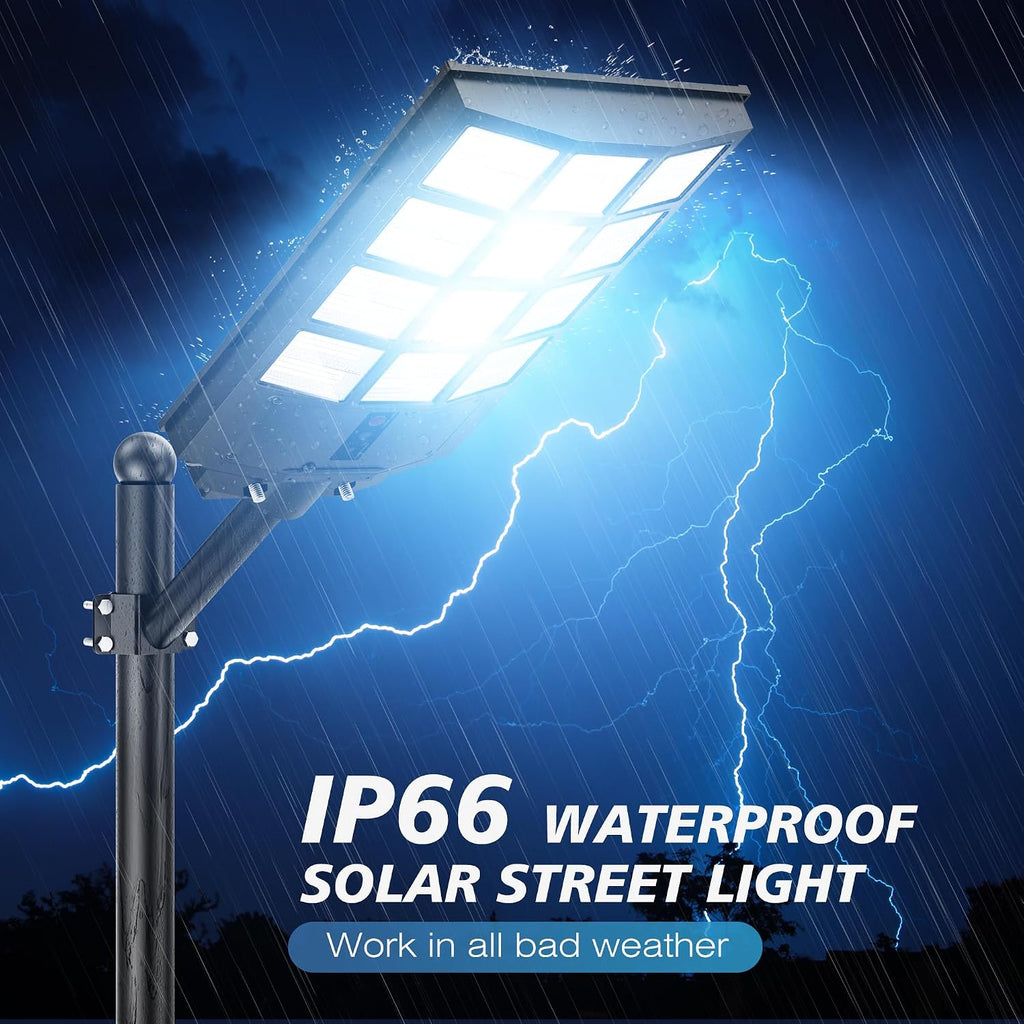 Sunwish Solar Lights Outdoor Waterproof 5000W, 6500K LED Solar Street Light with Motion Sensor & Dusk to Dawn, Security Flood Lights Outdoor with Remote Control for Parking Lot, Yard, Garage 2 Pack