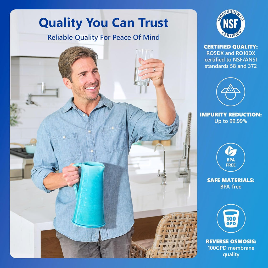 Express Water ROALKUV10MBN 11-Stage Alkaline Under Sink Reverse Osmosis Water Filter System, UV Filter, NSF Certified 372 & 58, 100 GPD, Brushed Nickel Faucet