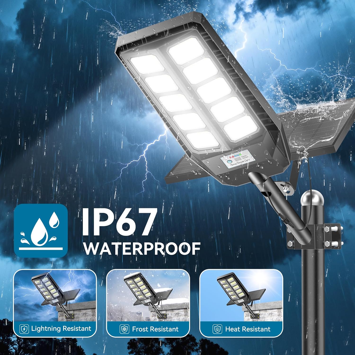 VOOJOY 8500W Solar Lights Outdoor Waterproof, 7000K Dusk to Dawn Solar Street Lights Outdoor Motion Sensor with Remote, LED Security Flood Light for Outside, Parking Lot, Yard, Garden, Garage, 2 Pack