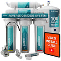 NU Aqua 5-Stage Under Sink Reverse Osmosis Water Filter System - 100 GPD RO Filtration w/Faucet & Tank - PPM Meter - 100GPD Undersink - Home & Kitchen Drinking Water