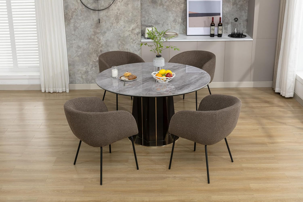 Luxury Velvet Swivel Dining Chairs Set of 2 Beige Chairs for Living Room or Bedroom Single Light Luxury Design Metal Legs Elegant Furniture for Home Décor (Brown Single)