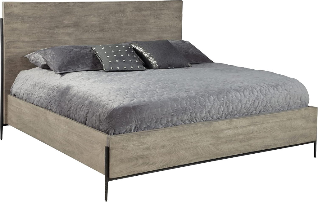 Hekman Furniture Bedford Park California King Panel Bed – Solid Wood Frame Forged Iron Legs, Rustic Gray Finish, Modern Industrial Design, Adjustable Bed Rails, Sturdy & Stylish Bedroom Furniture