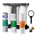 iSpring 3-Stage RV Water Filter System, SGS-Tested PFAS Removal, Reduces Chlorine, Lead, Sediment, Rust, and Odors, Leak-Free Brass Fittings, Quick Connectors, External Mounting Bracket, Model:CW31-PF