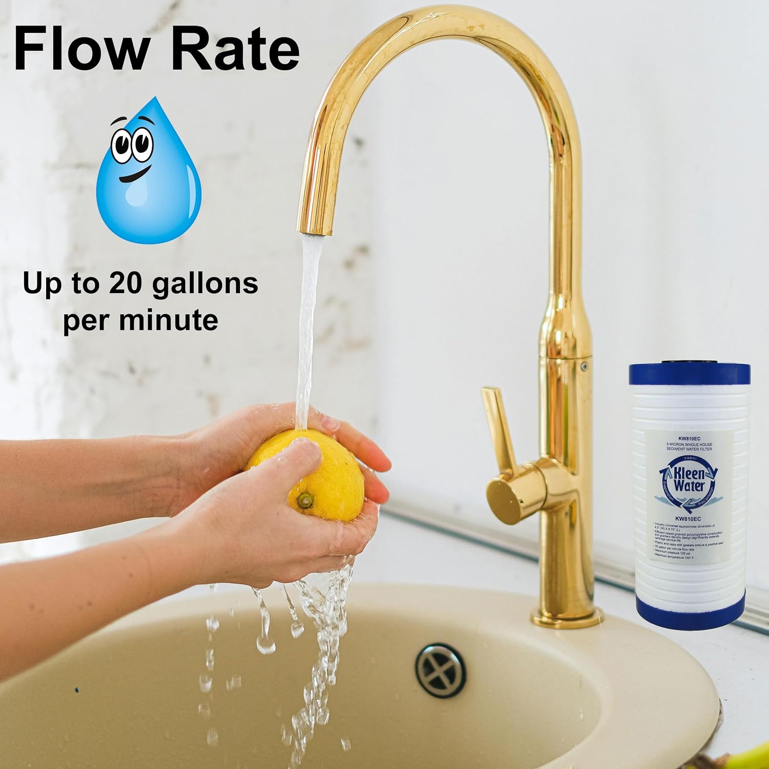 KleenWater KW810EC Whole House Sediment Water Filter Replacement Cartridge, 5 Micron, 4.5 x 9.875 Inch (12 Pack)