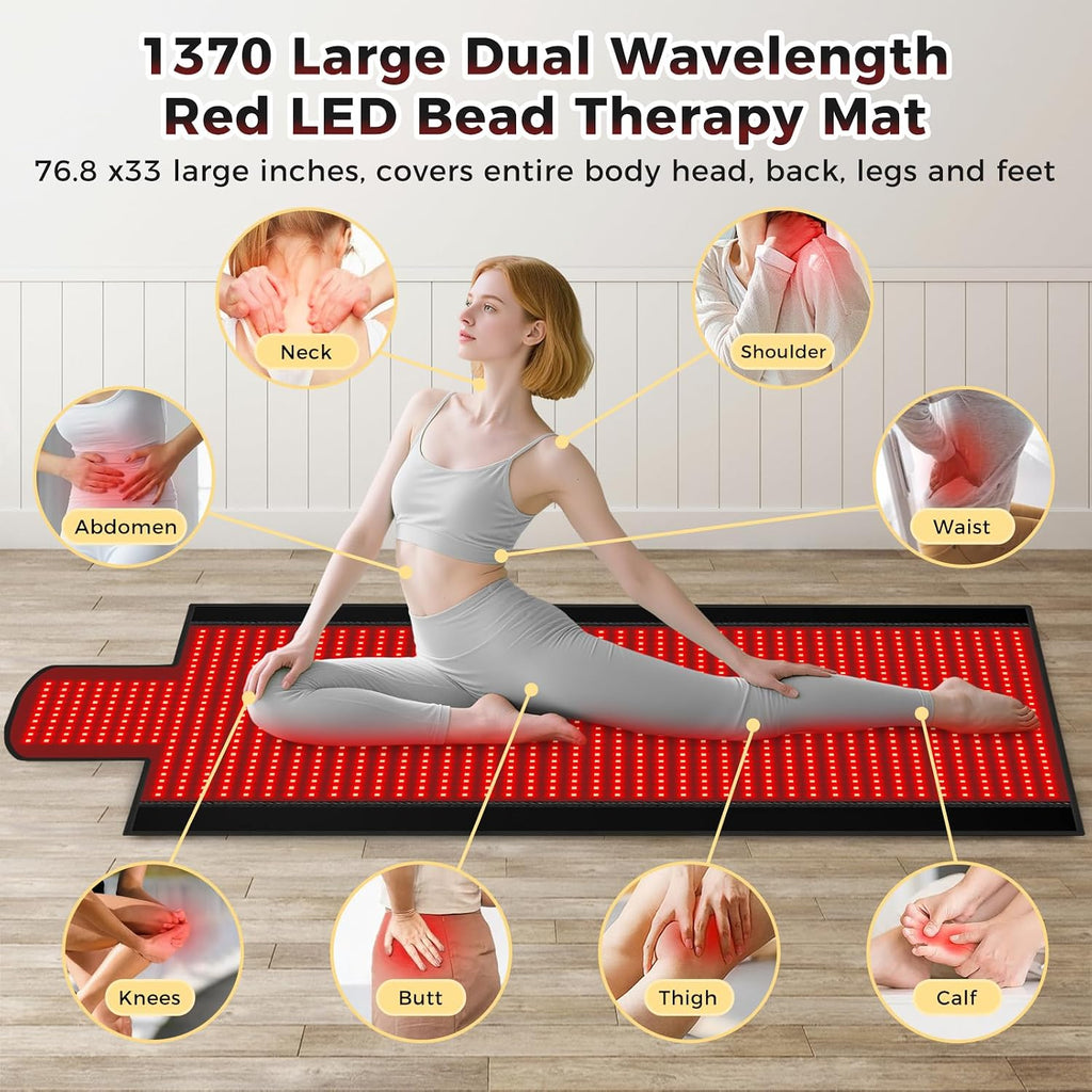 LITDUCK Body Red Light Therapy Mat, Eligible Red Light Therapy Blanket, 2in1 LEDs(660nm& 850nm), Premium Leather, Adjustable Timer & Intensity,76.8' x 33.4' 1370leds