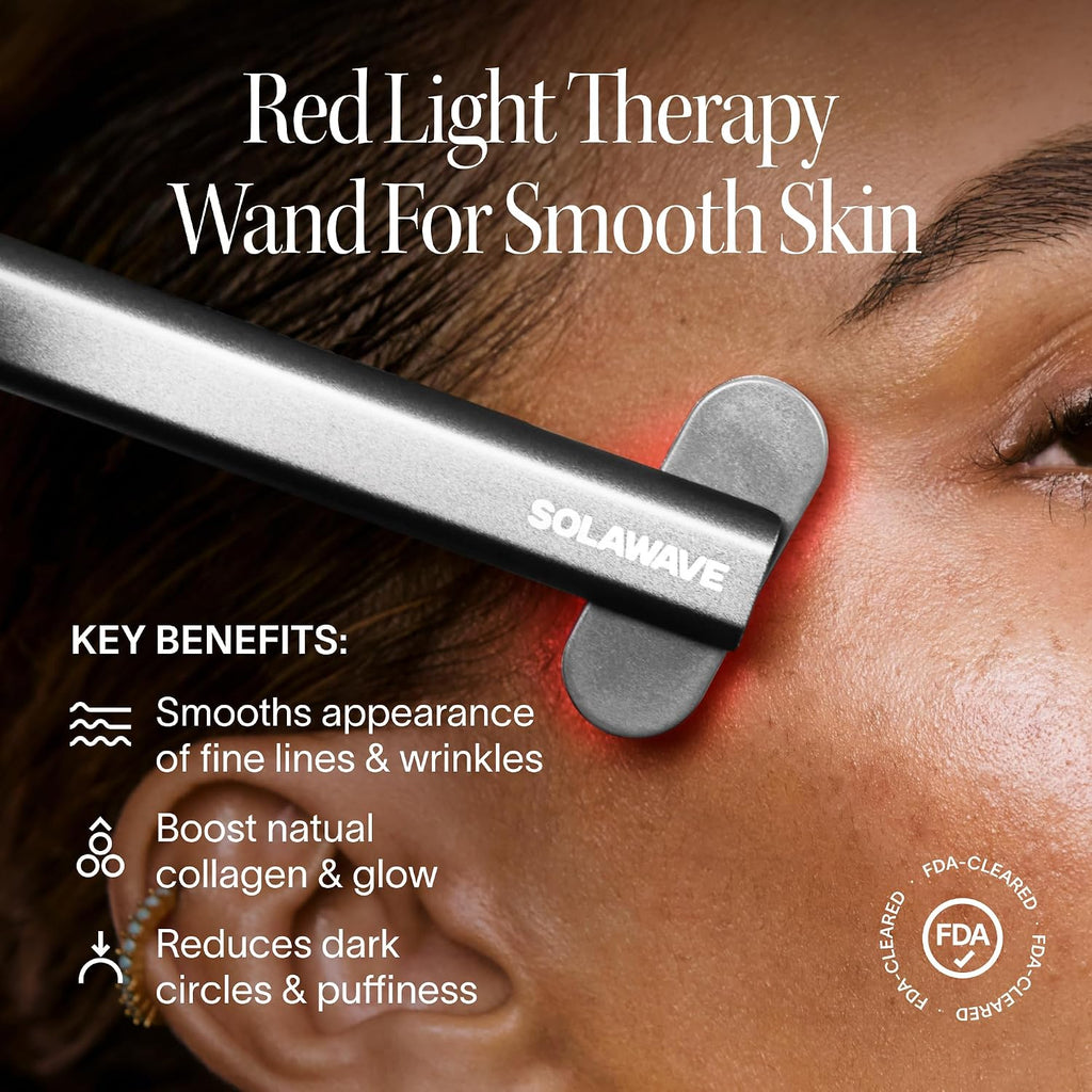 Solawave 4-in-1 Red Light Therapy Wand for Face & Neck | Beauty Device with Galvanic Current, Massager & Warmth | Anti-Aging, Wrinkle Reduction, Skin Tightening, Depuffing & Rejuvenation (Matte Black)