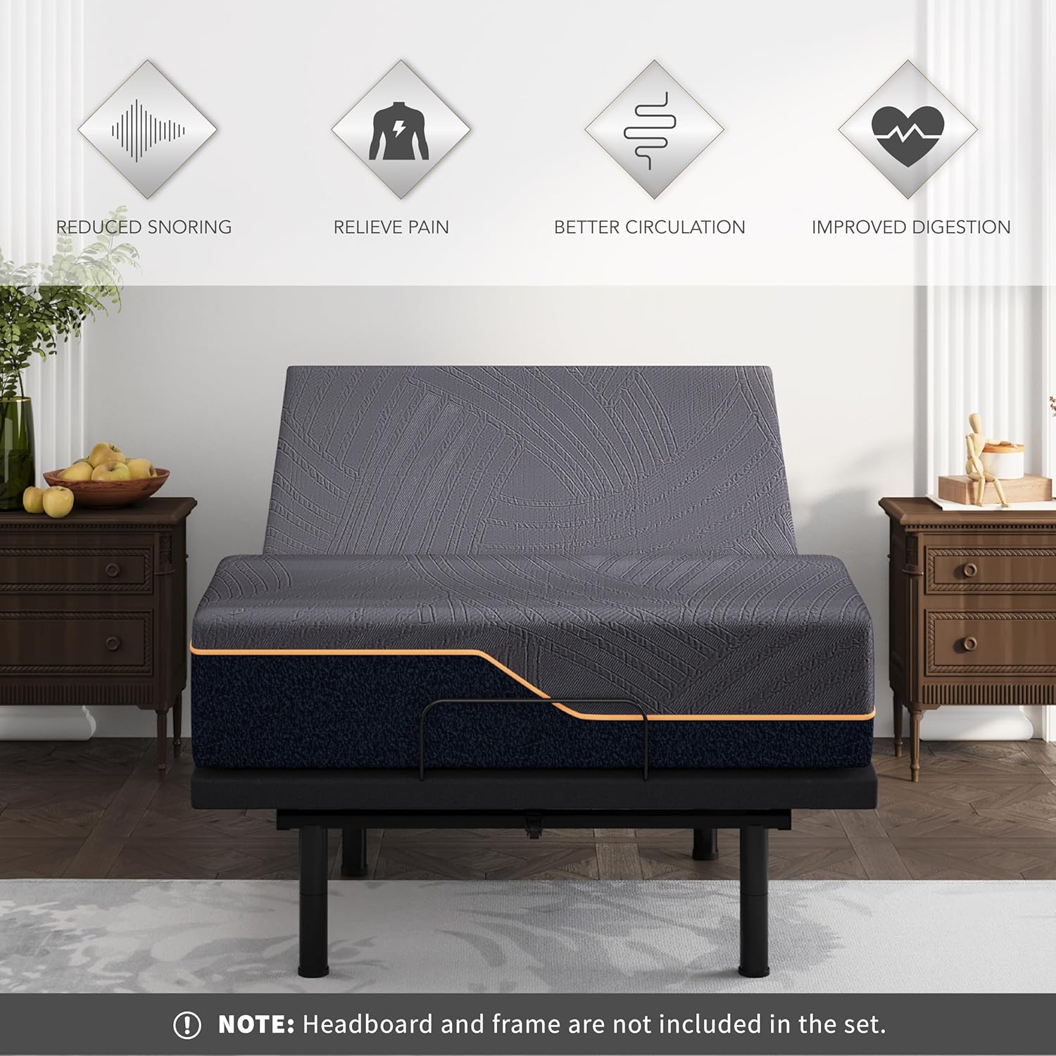 Dyonery Adjustable Bed Base Frame (Frame Only), Head & Foot Incline, 750lbs Lift Capacity, Powerful Quiet Motor, Wireless Remote, 5 Minutes Tools-Free Assembly, Anti-Snore, Twin XL Size