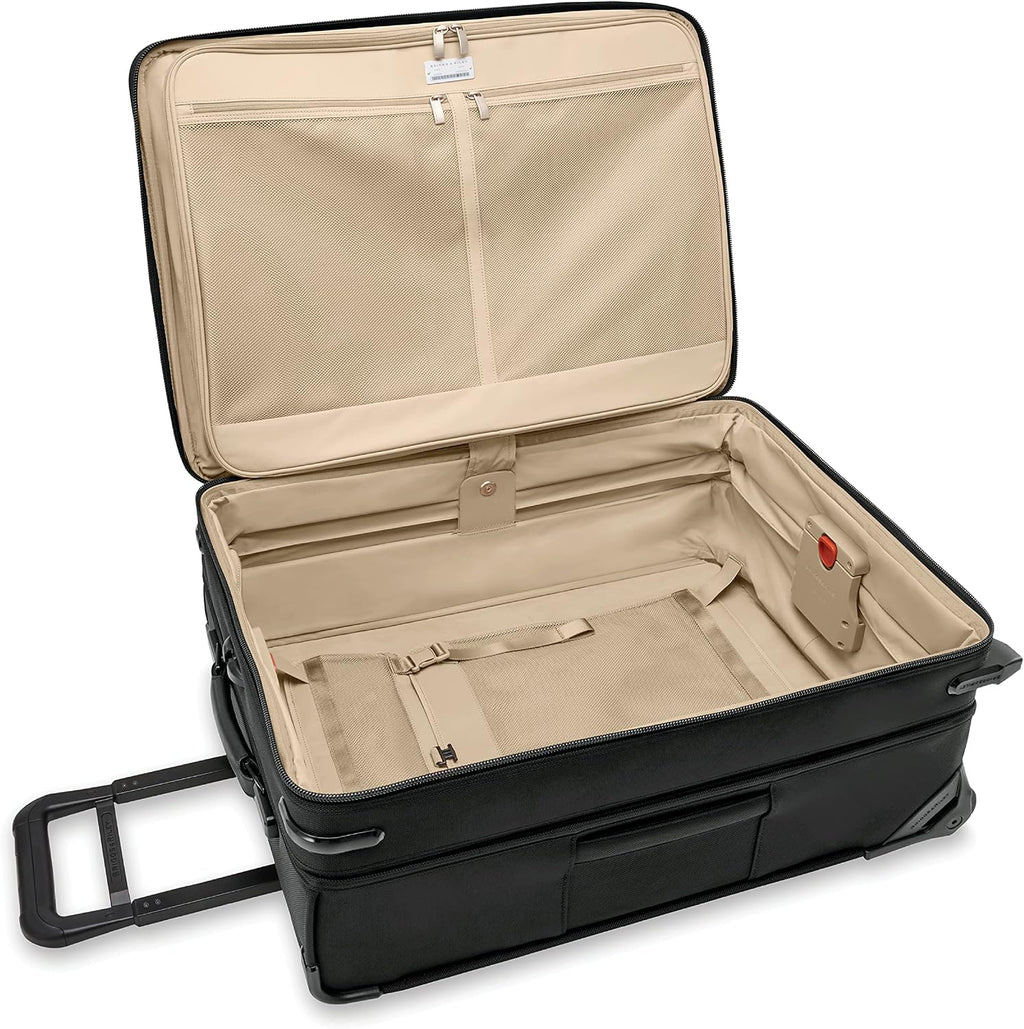 Briggs & Riley 26' Medium Expandable Upright - Checked Luggage for Travel, Suitcases with Wheels, Softside Rolling Bag for Men & Women, Self-Repairing Zipper - Baseline Collection, Black