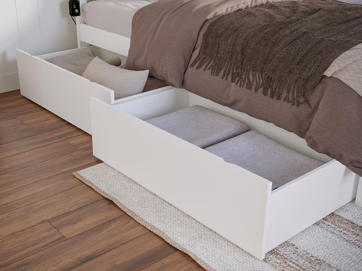 AFI Twin/Full Under Bed Storage Drawers (Set of 2), White