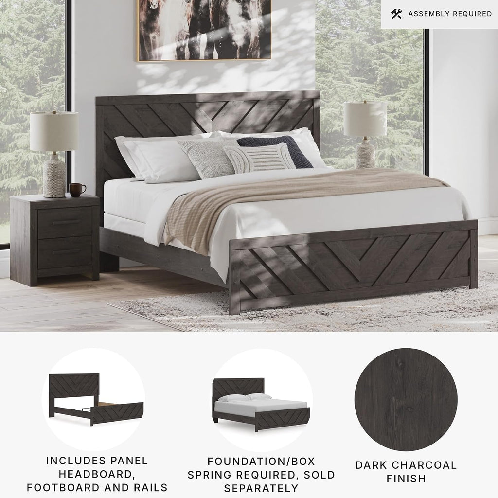 Signature Design by Ashley Prendonea Casual King Panel Bed, Foundation or Box Spring Needed, Gray