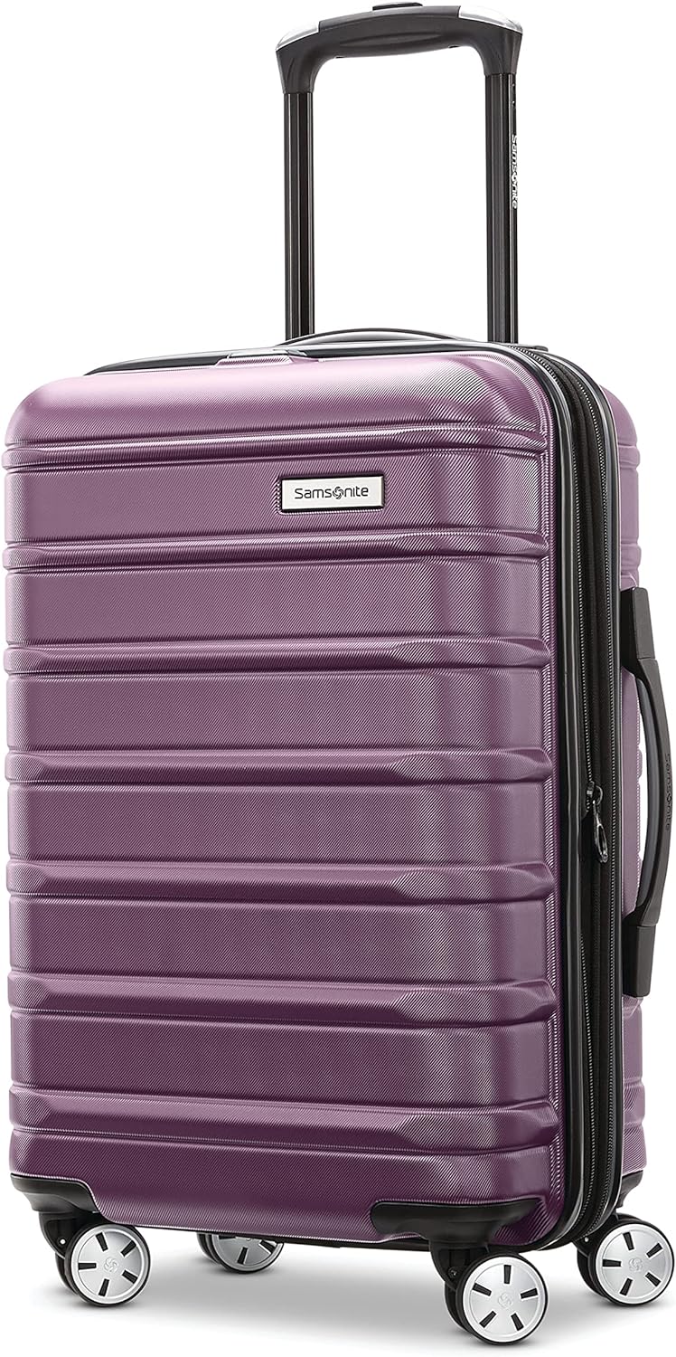 Omni 2 Airline Approved Carry-On Luggage – Stress-Free Size Meets 22x14x9' Requirements – For Fast Trips & Avoiding Baggage Fees – Dual 360° Spinner Wheels, USB Power Hub, Expands 1.5' – Purple