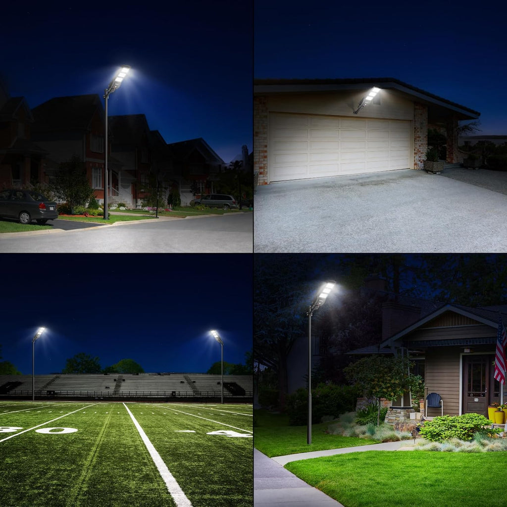 LANGY 2 Pack Led Solar Street Lights Outdoor 150000 Lumens,180 PCS LED,Dusk to Dawn Solar Powered Street Lights with Remote for Barn,Yard, Garden,Basketball Court