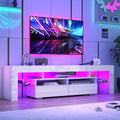 Vinctik 6&Fox LED TV White Stand for 55/60/65inch TV,Modern Entertainment Center with 2 Storage Drawers and LED Light, High Glossy TV Console,TV Table Media Furniture (63inch, White 1)