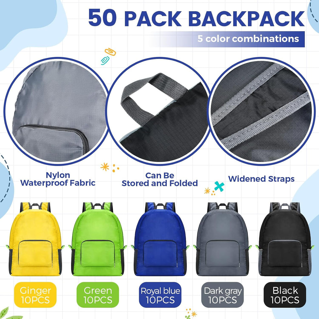 Eccliy 50 Pack Backpacks in Bulk 17 Inches Back Pack Basic Backpack for adult Lightweight Outdoor Travel Bookbags (5 Classic Color)