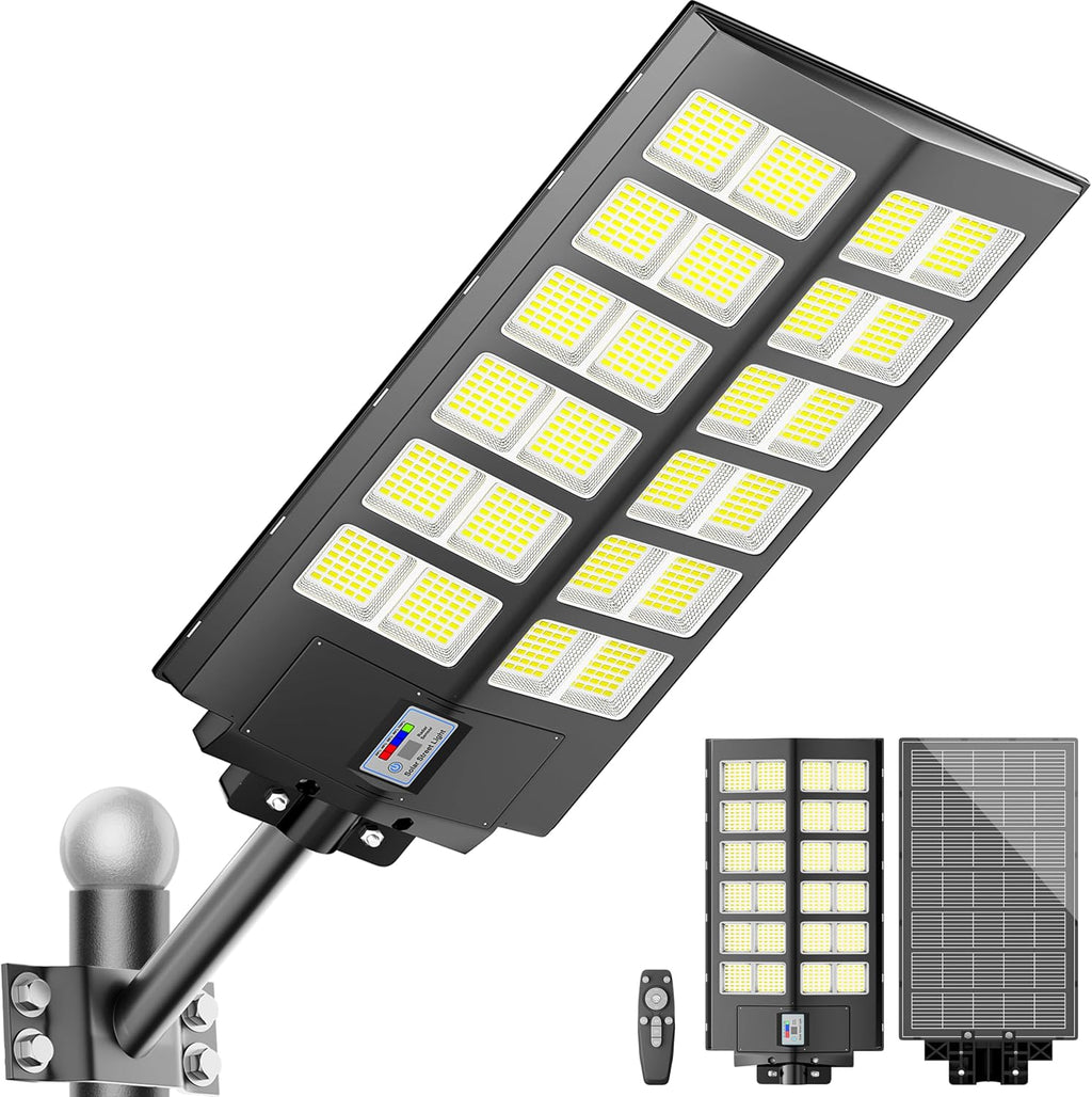 loyoele 9000W Solar Street Lights Outdoor 120000LM, Commercial Parking Lot Light 7000K, Solar Flood Outdoor Lights IP67 Waterproof with Motion Sensor for Road, Garden
