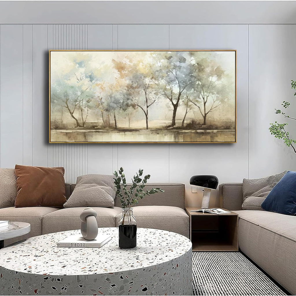 VHMING Abstract Wall Art Artwork Retro Trees Pictures Decor Canvas Painting Framed Ready to Hang Living Room Bedroom and Office Wall Decor 24x48 Inch