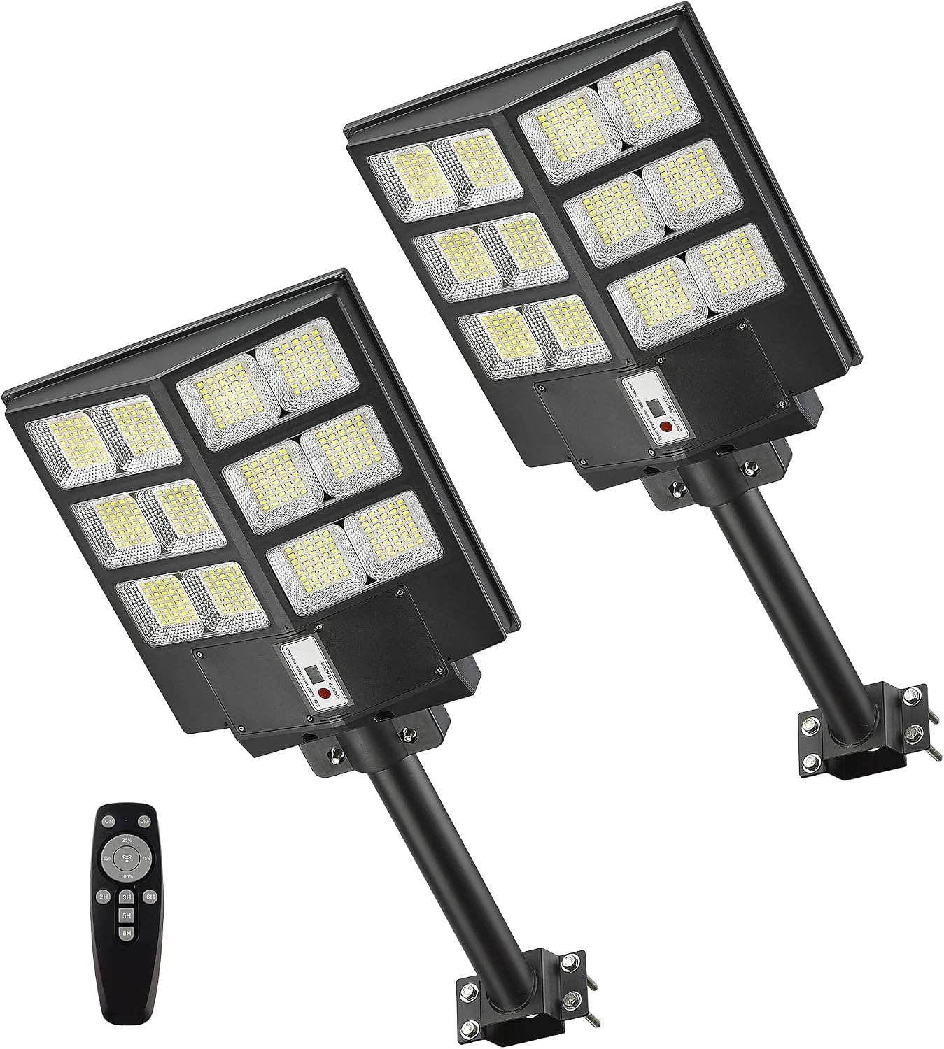 6000W 600000LM Solar Street Lights Outdoor Waterproof, IP67 LED Security Flood light with Motion Sensor, Dusk to Dawn Solar Lights Outdoor for Outside, Parking Lot, Yard, Garage, Remote Control, 2PCS