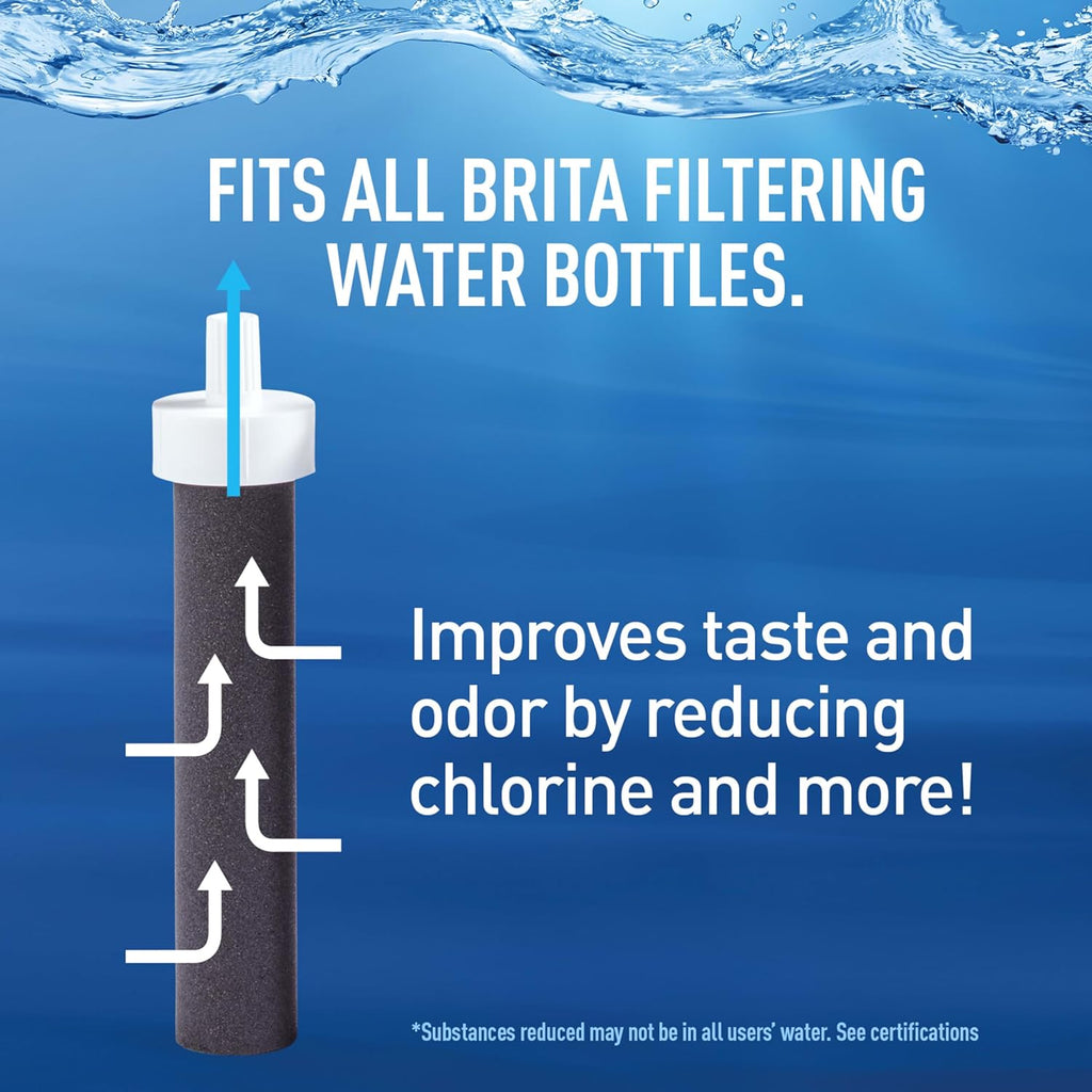 Brita Stainless Steel Premium Filtering Water Bottle, BPA-Free, Insulated, Replaces 300 Plastic Water Bottles, Filter Lasts 2 Months or 40 Gallons, Includes 1 Filter, Marina - 32 oz (Pack of 12)