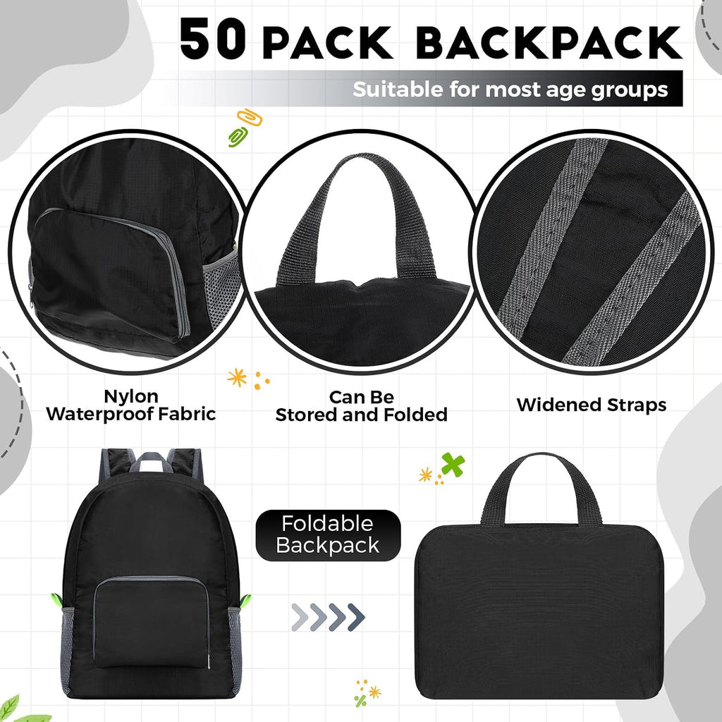 Eccliy 50 Pack Backpacks in Bulk 17 Inches Wholesale Back Pack Basic Backpack for adult Lightweight Outdoor Travel Bookbags(Black)