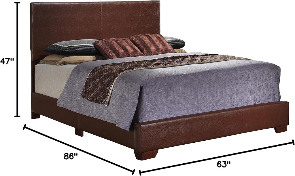 Glory Furniture Aaron Faux Leather Upholstered Queen Bed in Light Brown