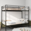 GOWE Bunk Bed with Ladder and high Guardrail, Able to Split, Metal Bunk Bed, Storage Space, Noise Free,Twin Over Twin Size,Black