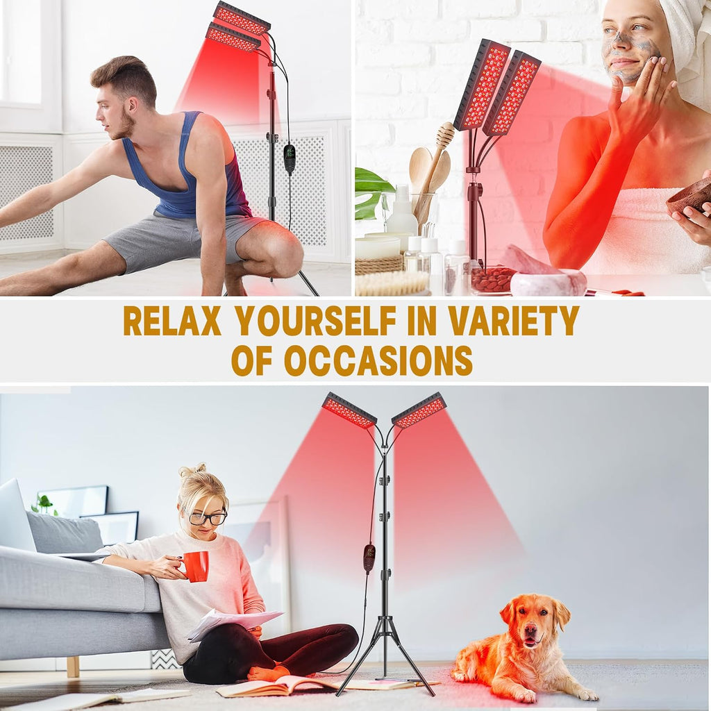 Red Light Therapy for Body, 55W Dual-Headed Infrared Light Therapy Lamp Device with Stand for Face 660nm Red Light & 850nm Near Infrared Light for Skin Joint Care, FSA or HSA Eligible