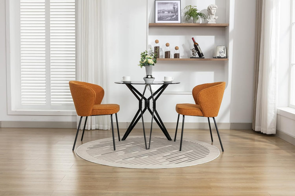 Luxury Velvet Dining Chairs with Swivel Function and Metal Legs Set of 2 (Grey + Black) Ideal for Living Room or Bedroom (Orange Set of 2)