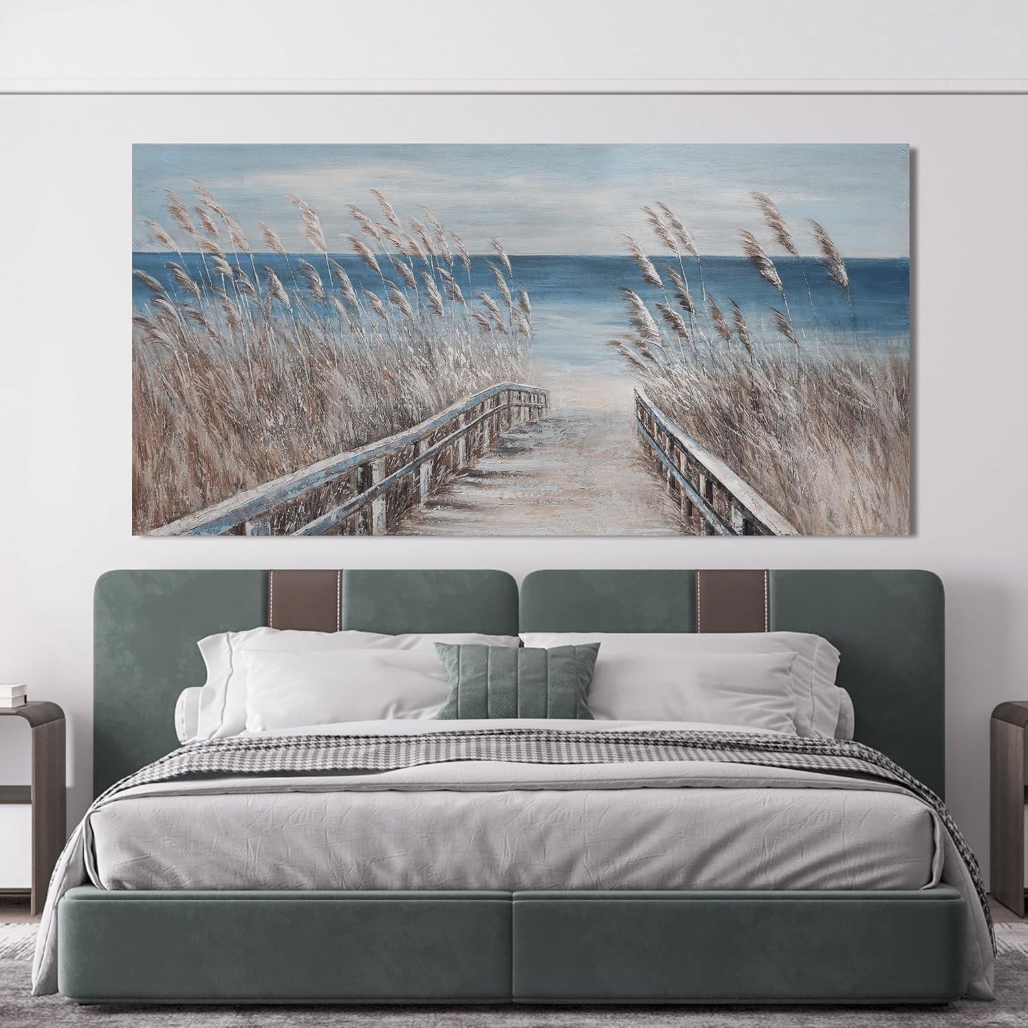 Canvas Wall Art Decor Oversize Modern Wall Art Decorations Artwork for Walls Large Blue Beach Coastal Textured Wall Art Prints Pictures Wall Decor Wall Art 39' X 78' For Walls Home Office Decor