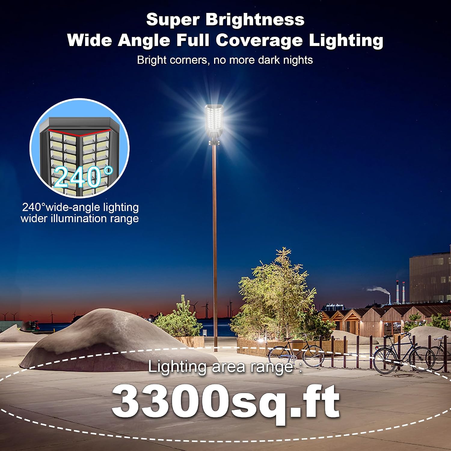 Solar Street Light 7000K 800000LM Auto On/Off Dusk to Dawn IP67 Waterproof Motion Sensor for Security & Outdoor Lighting (9000W-2Pack)