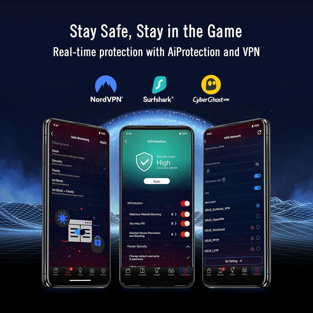 ASUS GT-BE19000AI Tri-Band WiFi 7 (802.11be) AI Gaming Router, 320MHz Bandwidth & 4096-QAM, MLO, Dual 10G Ports, AI Game Boost, Gaming Network, Aura RGB, AiMesh Support, Guest Network Pro