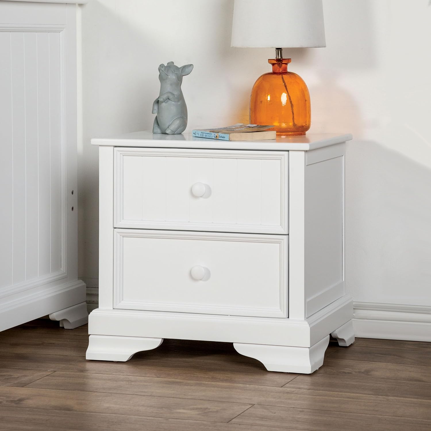 Furniture of America Darden Modern Solid Wood 3-Piece Bedroom Collection with Twin Captain Bed, Trundle and 2-Drawer Nightstands Set of 2, No Box Spring Required, White