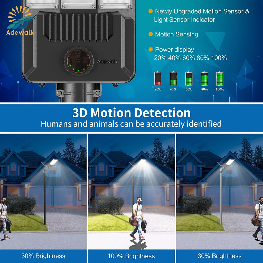 10000W Solar Street Light Outdoor, Commercial Grade Outdoor Solar Lights Dusk to Dawn, Large Panel Pro Outside Light with Motion Sensor and Remote, Solar Parking Lot Lights for Yard, Country 1 Pack