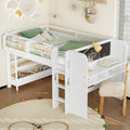 MERITLINE Twin Loft Bed with Desk & Blackboard, Twin Multi-Functional Bed with Storage, All-in-One Study & Play Design, White