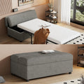 Folding Ottoman Sleeper Bed with Foldable Foam Mattress, Faux Leather Upholstered with Pull Out Bed and Steel Frame Base, Twin Size, for Living Room Bedroom Office (Gray Chenille)