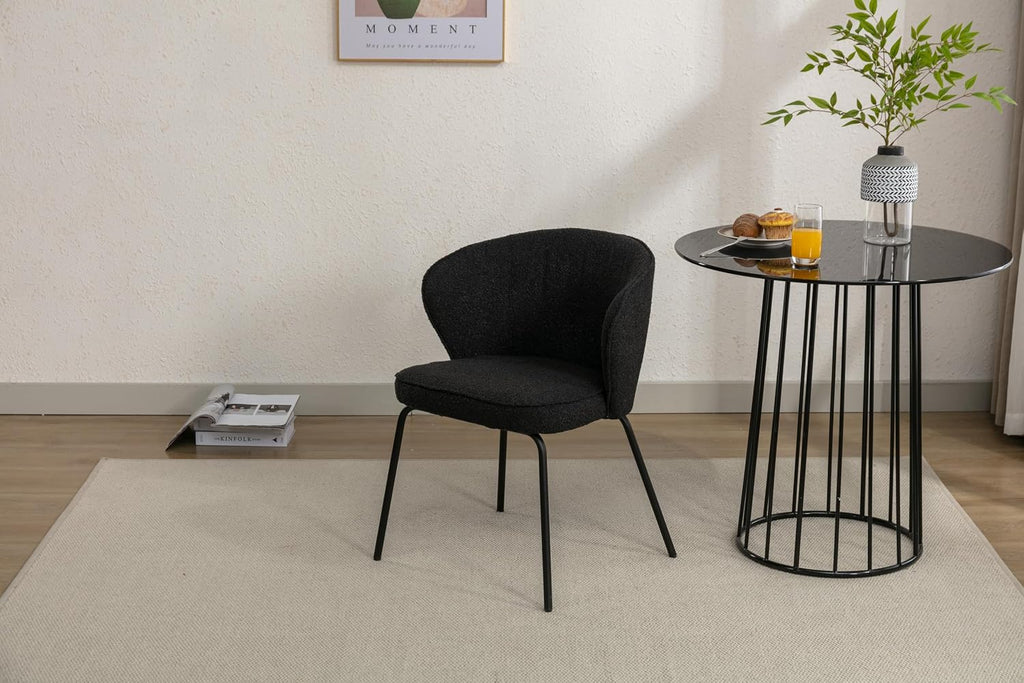 Luxury Velvet Dining Chairs with Swivel Function and Metal Legs Set of 2 (Grey + Black) Ideal for Living Room or Bedroom (Black Single)