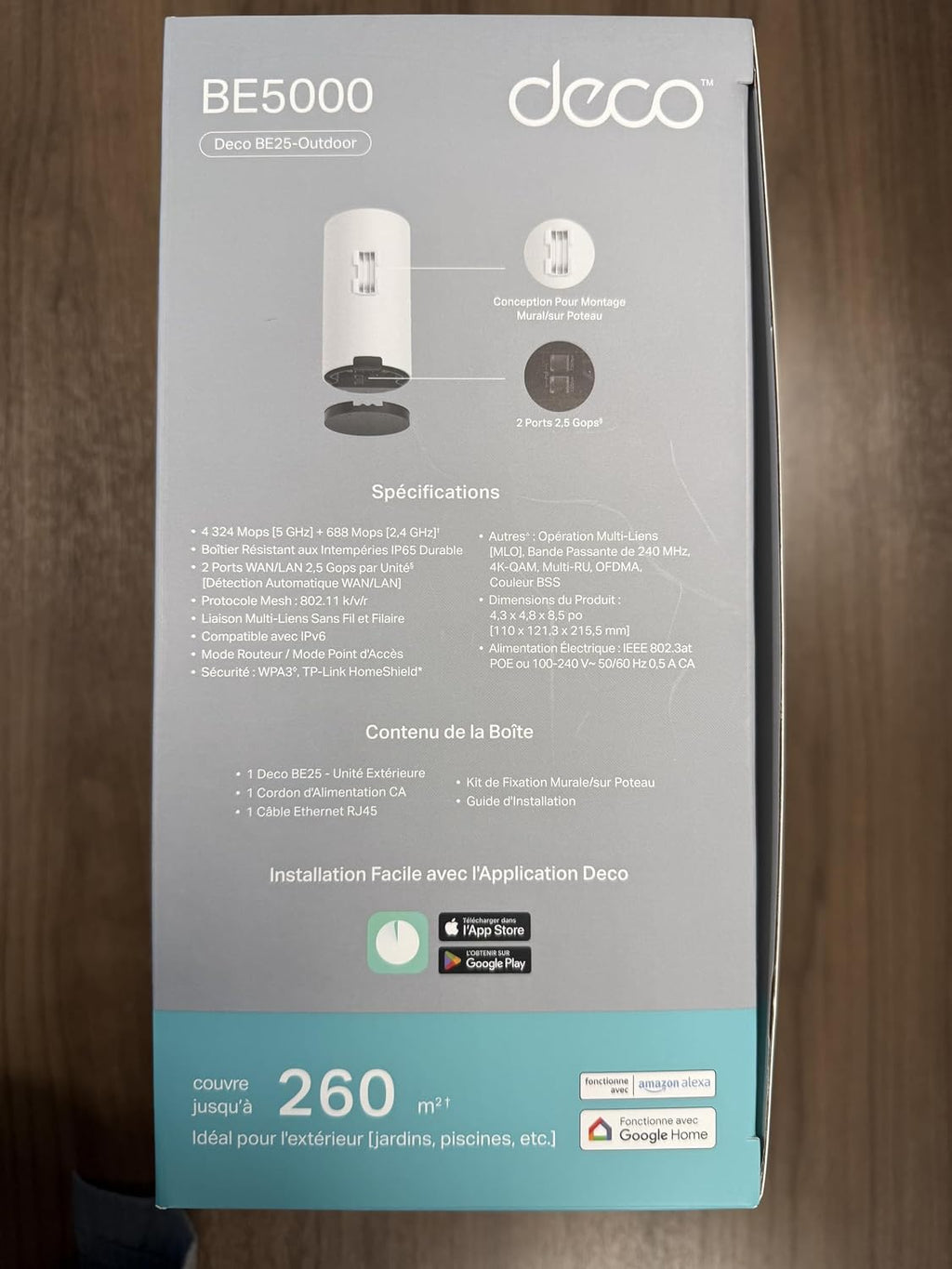 TP-Link Deco 7 Outdoor BE25 BE5000 Dual-Band Wi-Fi 7 Mesh Extender – Up to 2,800 sq. ft., Dual 2.5G PoE+ Ports, IP65 Waterproof, MLO, Multiple Mounting Options, Secure by Design, 1-Pack