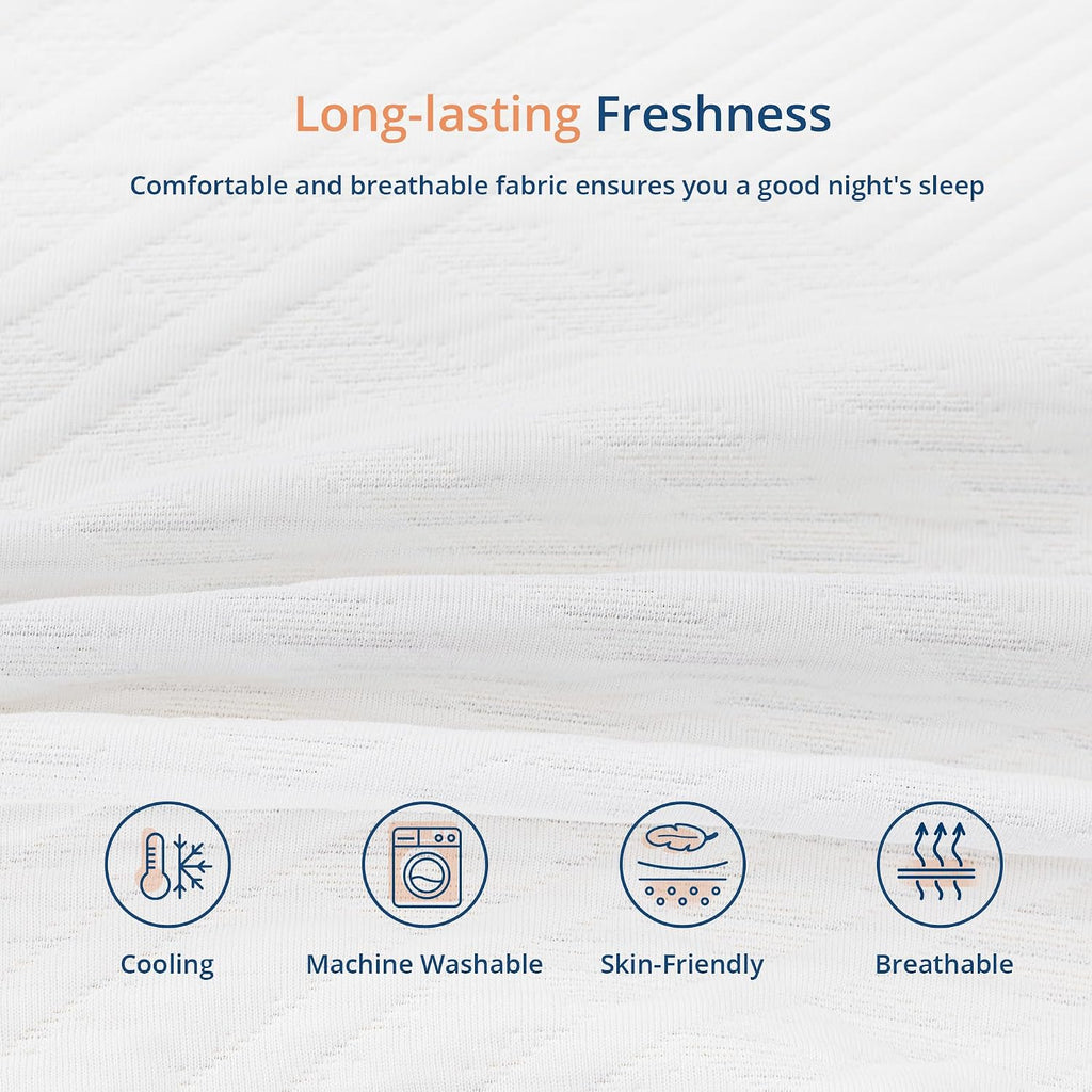 MLILY EGOHOME 12 Inch Queen Green Tea Gel Infused Memory Foam Mattress for Cool Night & Pressure Relief, Medium Firm, Fiberglass-Free, CertiPUR-US, Mattress in a Box, White